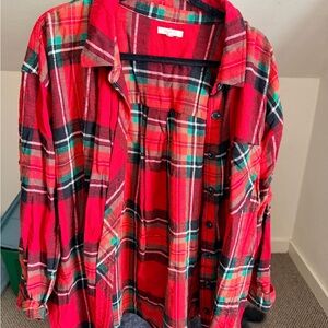 Maurices Red Plaid Button-Up Shirt